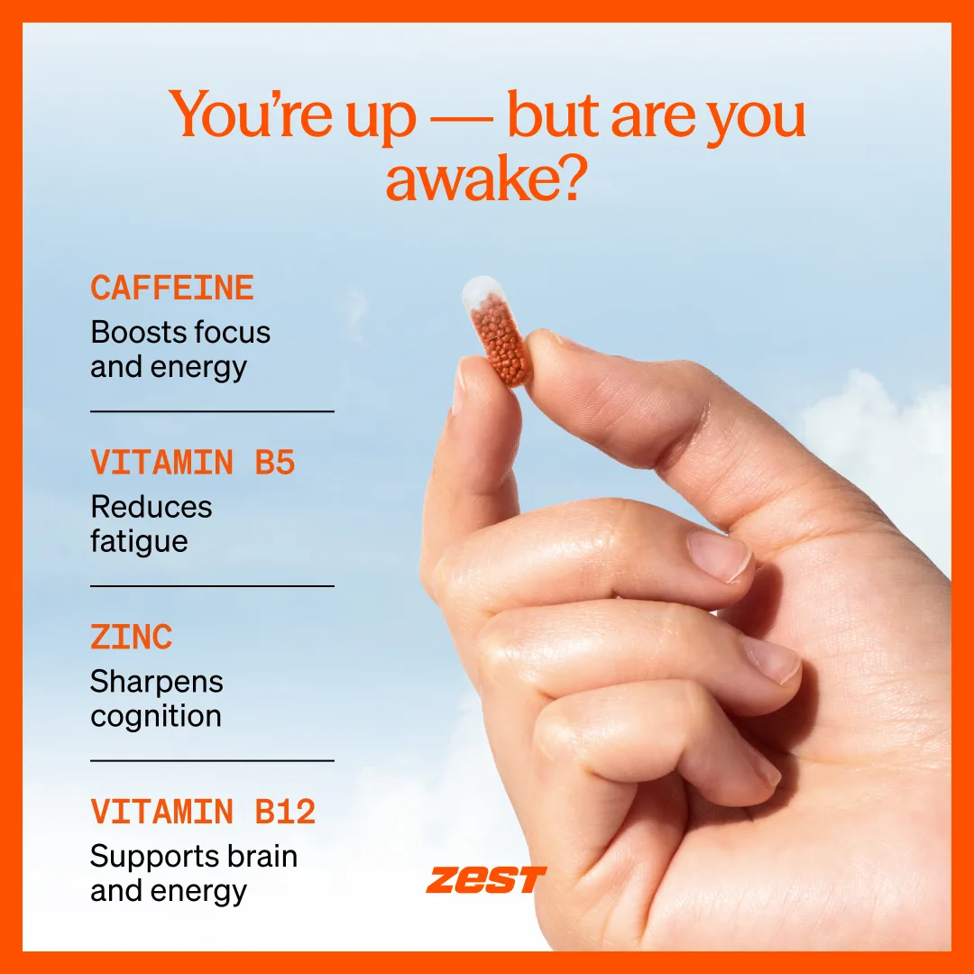 Zest ad, Cuatro ingredientes alrededor de una cápsula · cuadrado