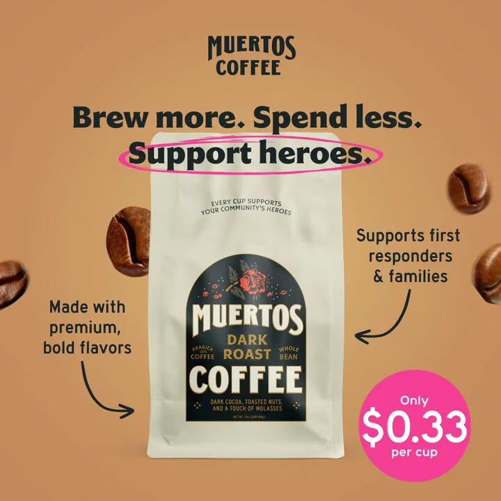 Muertos Coffee ad, Precio y propósito en un solo frame