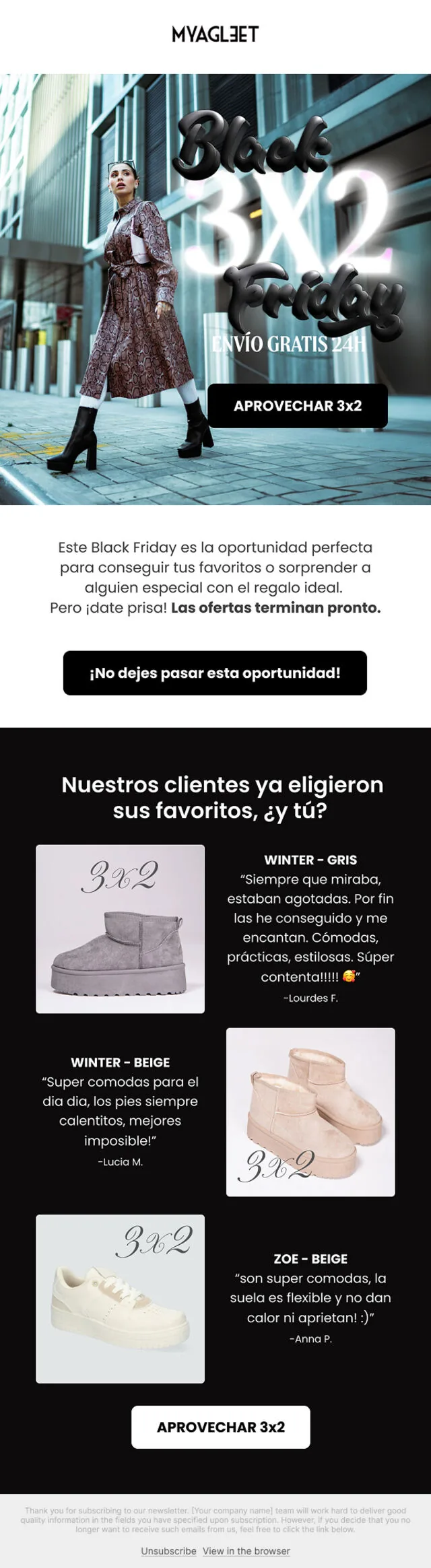 Campaña de email de Myagleet
