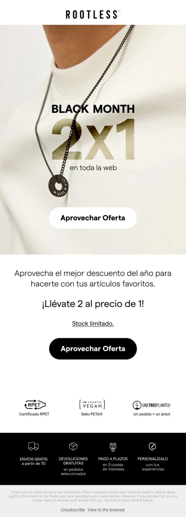 Campaña de email de Rootless