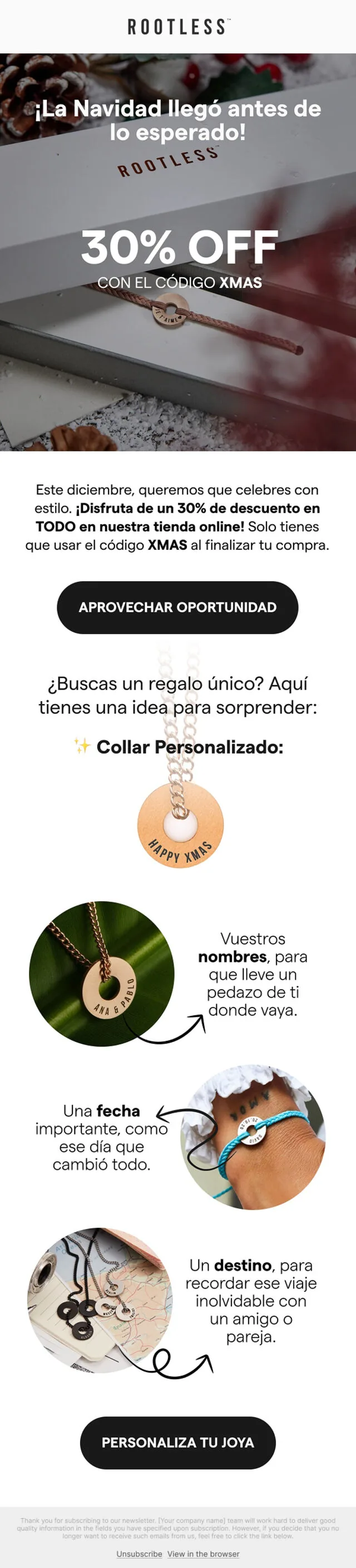 Campaña de email de Rootless