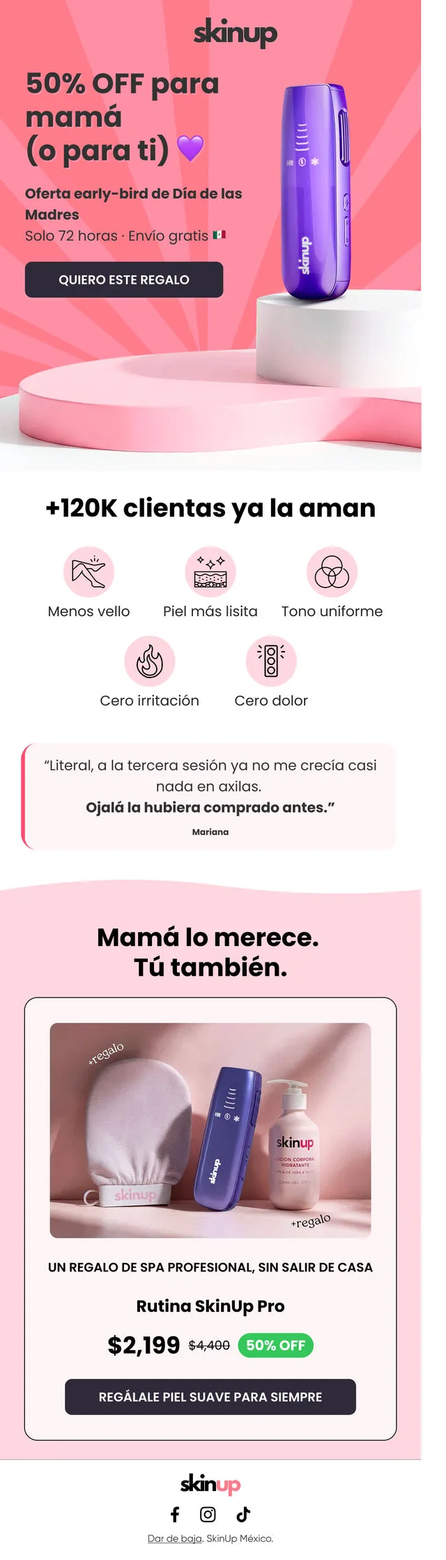 "Para mamá (o para ti)": un paréntesis le abre el mismo email a dos compradoras distintas.